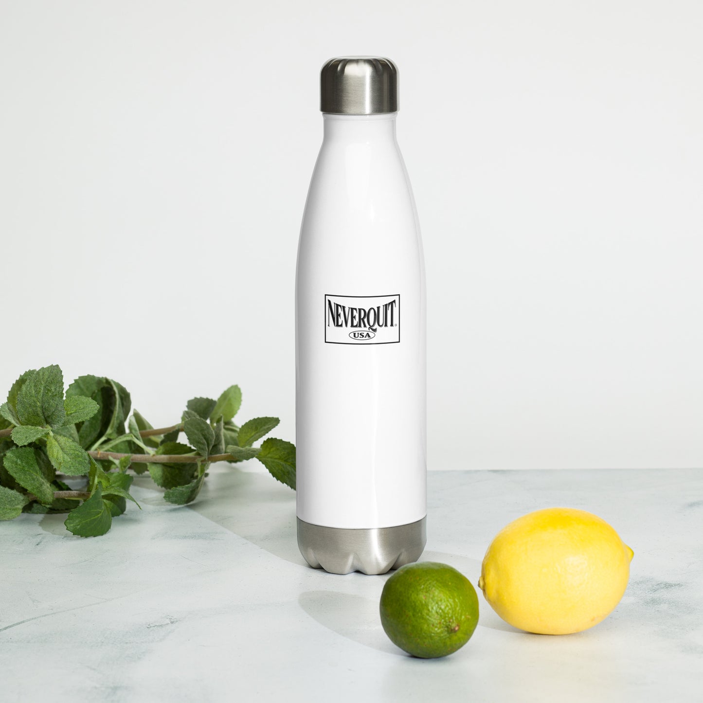 WHITE & Stainless Steel Water Bottle