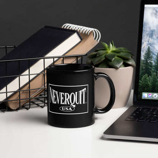 NEVERQUIT Black Glossy Mug