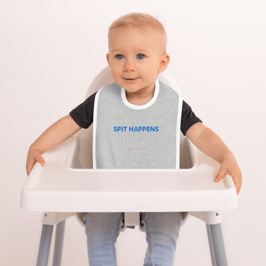 SPIT HAPPENS Embroidered Baby Bib