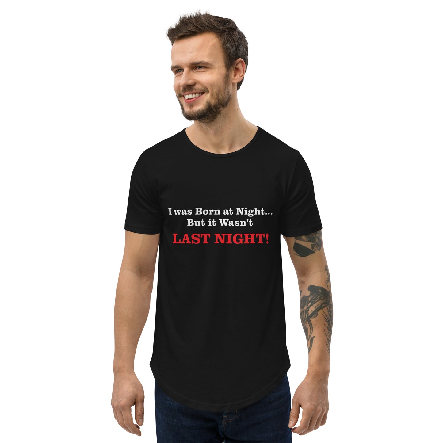 BORN AT NIGHT Men's Curved Hem T-Shirt