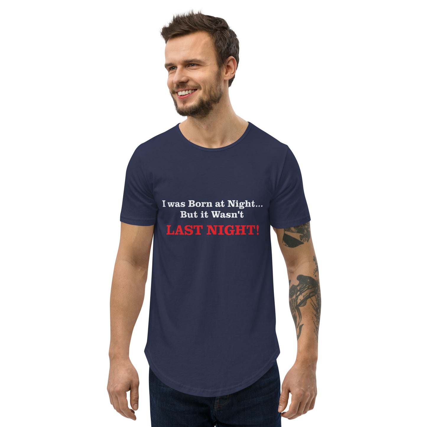 BORN AT NIGHT Men's Curved Hem T-Shirt